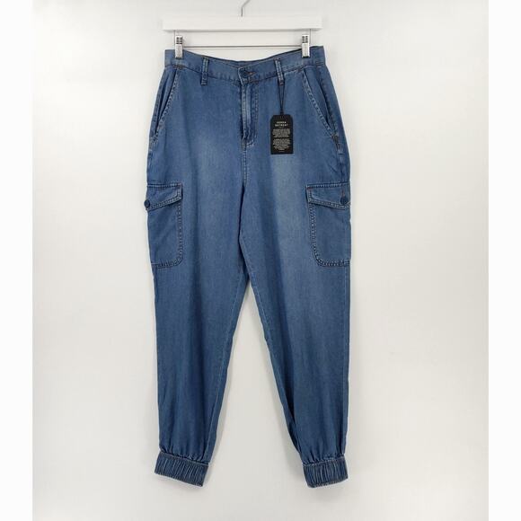 Womens Cargo Joggers Pants 2 High-Rise Lyocell Crop Lightweight Comfy - Picture 2 of 16